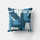 ブルーホワイトダークタークース幾何学的抽象芸術モチーフ クッション (裏面)