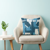 ブルーホワイトダークタークース幾何学的抽象芸術モチーフ クッション (椅子)