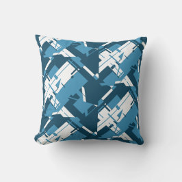 ブルーホワイトダークタークース斜めプリントパターン クッション