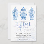 ブルーホワイトチノイスリージンジャージャーズブライダルシャワー 招待状 (正面)