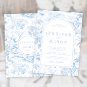 ブルーホワイトチノワセリークラシック結婚式招待状 招待状