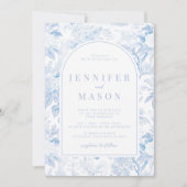 ブルーホワイトチノワセリークラシック結婚式招待状 招待状 (正面)