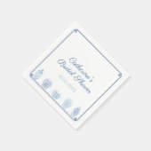 ブルーホワイトチノワセリーシックブライダルウェディングシャワー スタンダードカクテルナプキン (角)