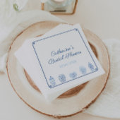 ブルーホワイトチノワセリーシックブライダルウェディングシャワー スタンダードカクテルナプキン