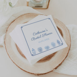 ブルーホワイトチノワセリーシックブライダルウェディングシャワー スタンダードカクテルナプキン