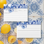 ブルーホワイトチノワセリーバードブライダルレシピカード 招待状