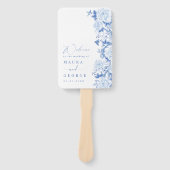 ブルーホワイトチノワセリーバード牡丹結婚式 プログラム ハンドファン (正面)