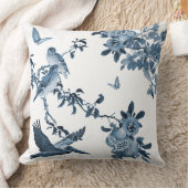 ブルーホワイトチノワセリーフローラスタイリッシュ装飾用クッション クッション (ブランケット)