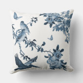 ブルーホワイトチノワセリーフローラスタイリッシュ装飾用クッション クッション (裏面)