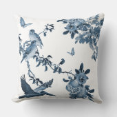 ブルーホワイトチノワセリーフローラスタイリッシュ装飾用クッション クッション (正面)