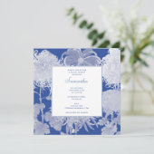 ブルーホワイトチノワセリーフローラブライダルシャワー 招待状 (スタンド正面)