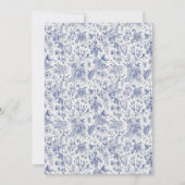 ブルーホワイトチノワセリーフローラブライダルシャワー 招待状 (裏面)