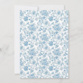 ブルーホワイトチノワセリーフローラブライダルシャワー 招待状 (裏面)