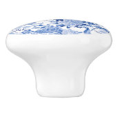 ブルーホワイトチノワセリーフローラ孔雀の鳥 セラミックノブ (側面)