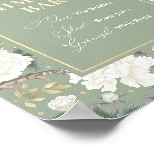 ブルーホワイトチノワセリーミモザバー結婚ズサイン ポスター (角)