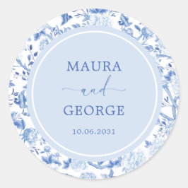 ブルーホワイトチャイノエリーフローラコースト結婚ーズ ラウンドシール