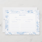 ブルーホワイトチャイノエリーブライダルシャワーレシピカード 招待状 (正面)