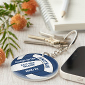 ブルーホワイトチームカラーズカスタムボーイズバレーボール キーホルダー (正面右)