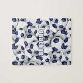 ブルーホワイトチームカラーズガールズボーイズサッカー ジグソーパズル (横)