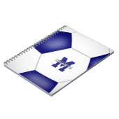 ブルーホワイトチームカラーズガールズボーイズサッカー ノートブック (左側)