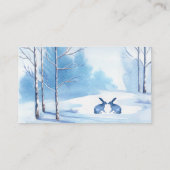 ブルーホワイトツリーズラビットウィンターウェディング座席表 プレイスカード (裏面)