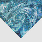 ブルーホワイトティール（緑がかった色）シーウェーブスプラッシュアブストラクション 薄葉紙 (詳細)