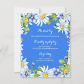 ブルーホワイトデイジーフローラブライダルシャワー 招待状 (裏面)