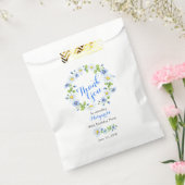 ブルーホワイトデイジーフローラ80th誕生日ありがとう フェイバーバッグ (封をした状態)