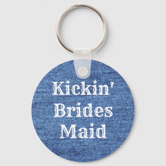 ブルーホワイトデニムテーマ結婚ズ キーホルダー (正面)