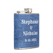 ブルーホワイトデニムテーマ結婚ズ フラスク (右)