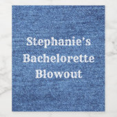 ブルーホワイトデニムテーマ結婚ズ ワインラベル (シングルラベル)