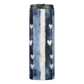 ブルーホワイトデニムハートストライプ誕生日 タンブラー (裏面)