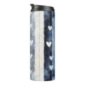 ブルーホワイトデニムハートストライプ誕生日 タンブラー (回転右)