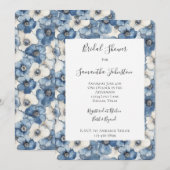 ブルーホワイトデニムフラワーズブライダルシャワー 招待状 (正面/裏面)