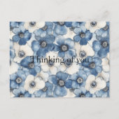 ブルーホワイトデニム考えフラワーズ ポストカード (正面)