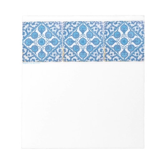 ブルーホワイトデルフトコーンフラワーアート ノートパッド (正面)