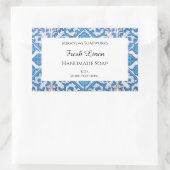 ブルーホワイトデルフトコーンフラワー編集可能ソープステッカー 長方形シール (バッグ)