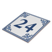 ブルーホワイトデルフトシンプルフローラカスタムハウスナンバー タイル (側面)