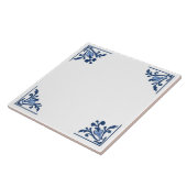 ブルーホワイトデルフトシンプルフローラコーナーオーナメント タイル (側面)