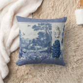 ブルーホワイトトイルフラワーズンバードコラージュフランスの クッション (ブランケット)