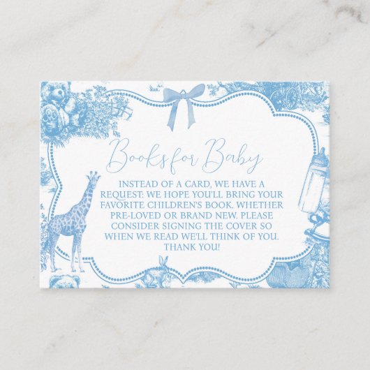 ブルーホワイトトイレデジュイベアーベビーブシャワーブック エンクロージャーカード (正面)