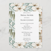 ブルーホワイトトロピカルアジサイフローラブライダルシャワー 招待状 (正面/裏面)