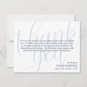 ブルーホワイトネービースクリプト悔やみや弔慰ありがとう サンキューカード (正面)