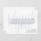 ブルーホワイトネービースクリプト悔やみや弔慰ありがとう サンキューカード (正面/裏面)