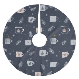 ブルーホワイトハイジーティーカップコーヒーマグフェスティバル ブラッシュドポリエステルツリースカート