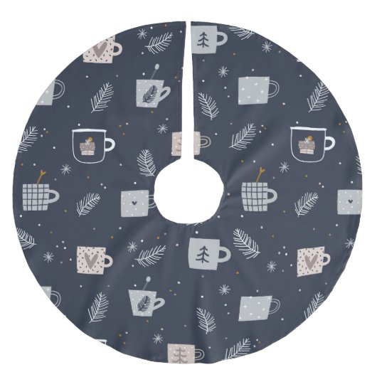 ブルーホワイトハイジーティーカップコーヒーマグフェスティバル ブラッシュドポリエステルツリースカート (正面)