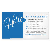 ブルーホワイトハロースピーチ引用文名刺 マグネット名刺 (正面)