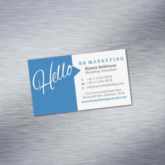 ブルーホワイトハロースピーチ引用文名刺 マグネット名刺 (インサイチュ)