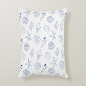 ブルーホワイトハンドドロッドシーシェルビーチ夏 アクセントクッション (正面(垂直))