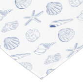 ブルーホワイトハンドドロッドシーシェルビーチ夏 ショートテーブルランナー (コーナー)